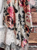 Vintage Garden Roses Velvet Burnout Kimono in Multi-Color