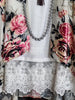 Vintage Garden Roses Velvet Burnout Kimono in Multi-Color