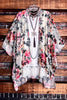 Vintage Garden Roses Velvet Burnout Kimono in Multi-Color