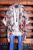 Vintage Garden Roses Velvet Burnout Kimono in Multi-Color
