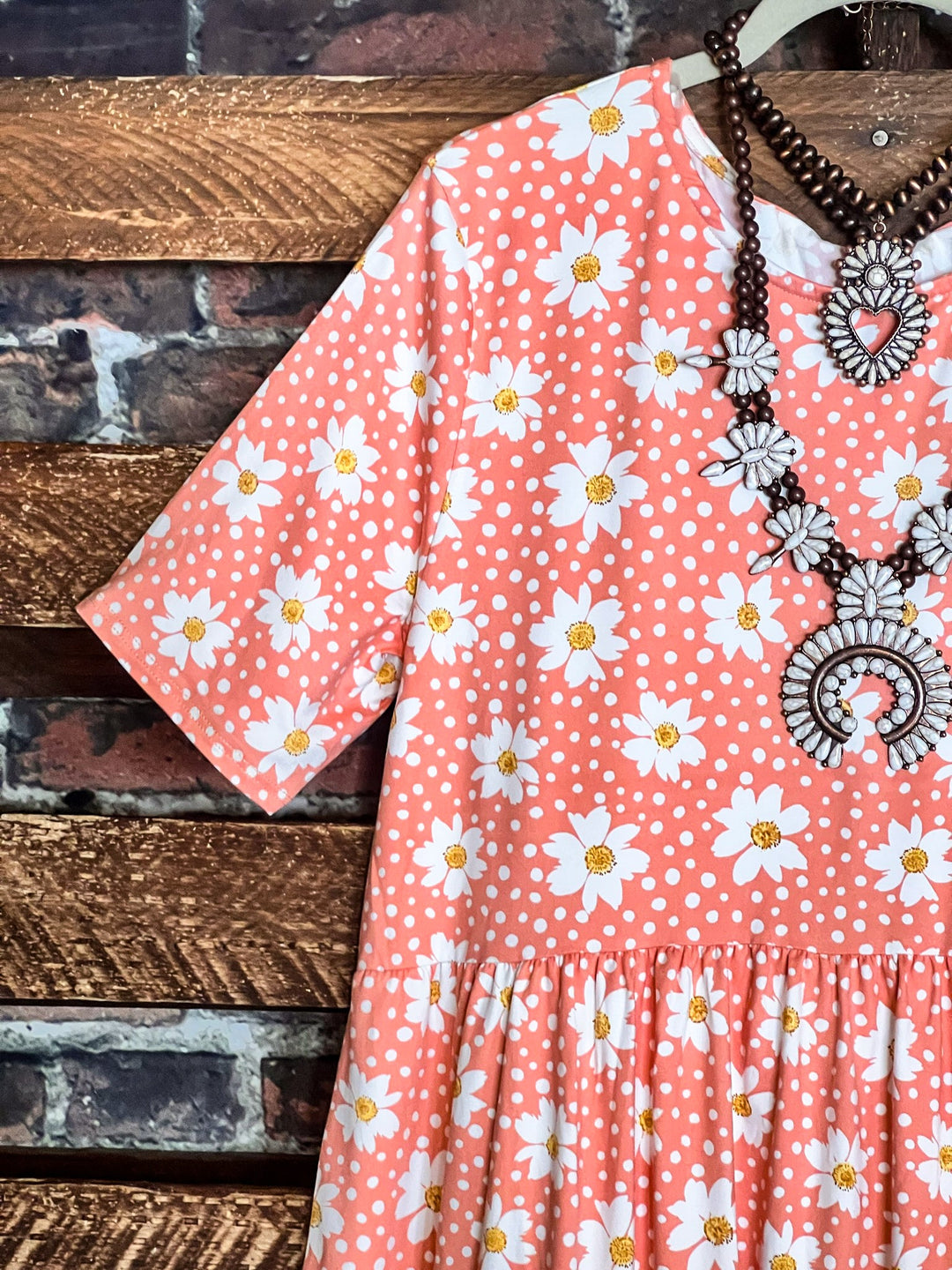 DAISY BLOOMS BABYDOLL TOP IN CORAL BLUSH & FLORAL