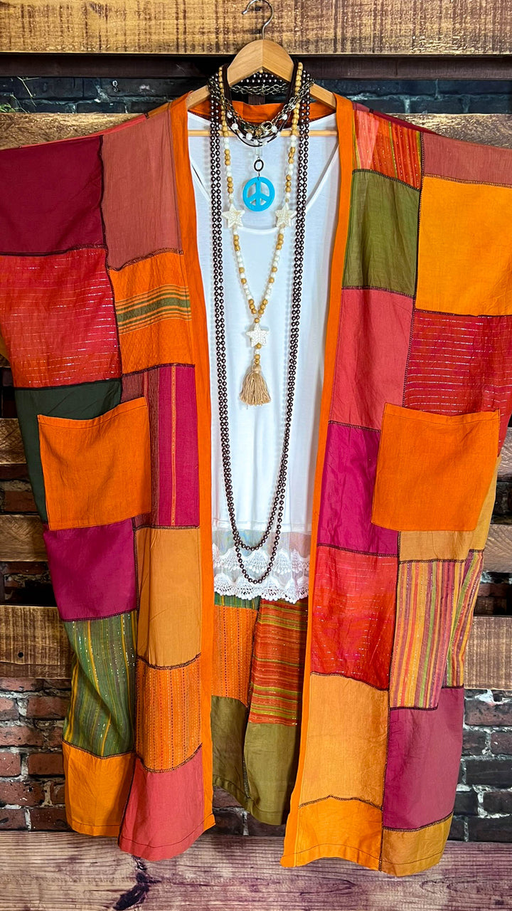 The Power of Joy Boho Patchwork Kimono Multi-Color