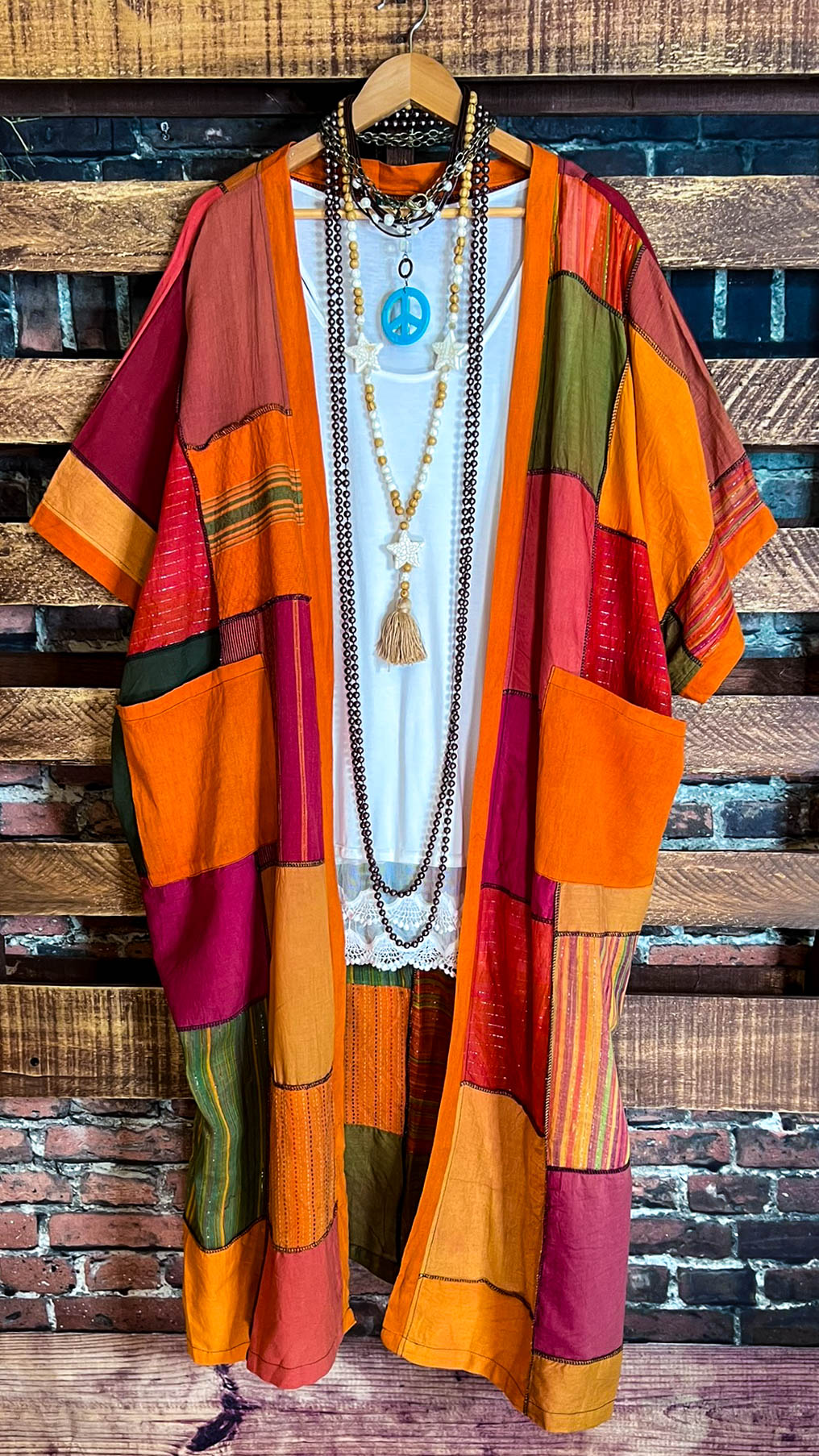 The Power of Joy Boho Patchwork Kimono Multi-Color