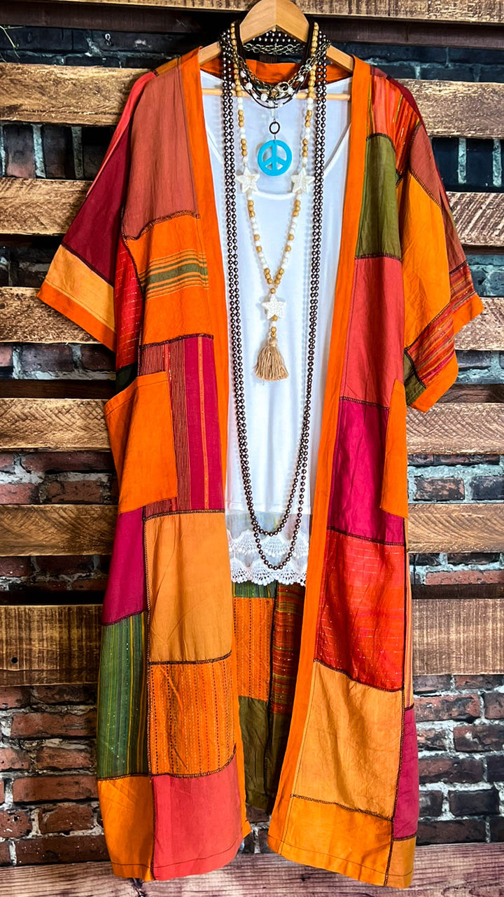 The Power of Joy Boho Patchwork Kimono Multi-Color