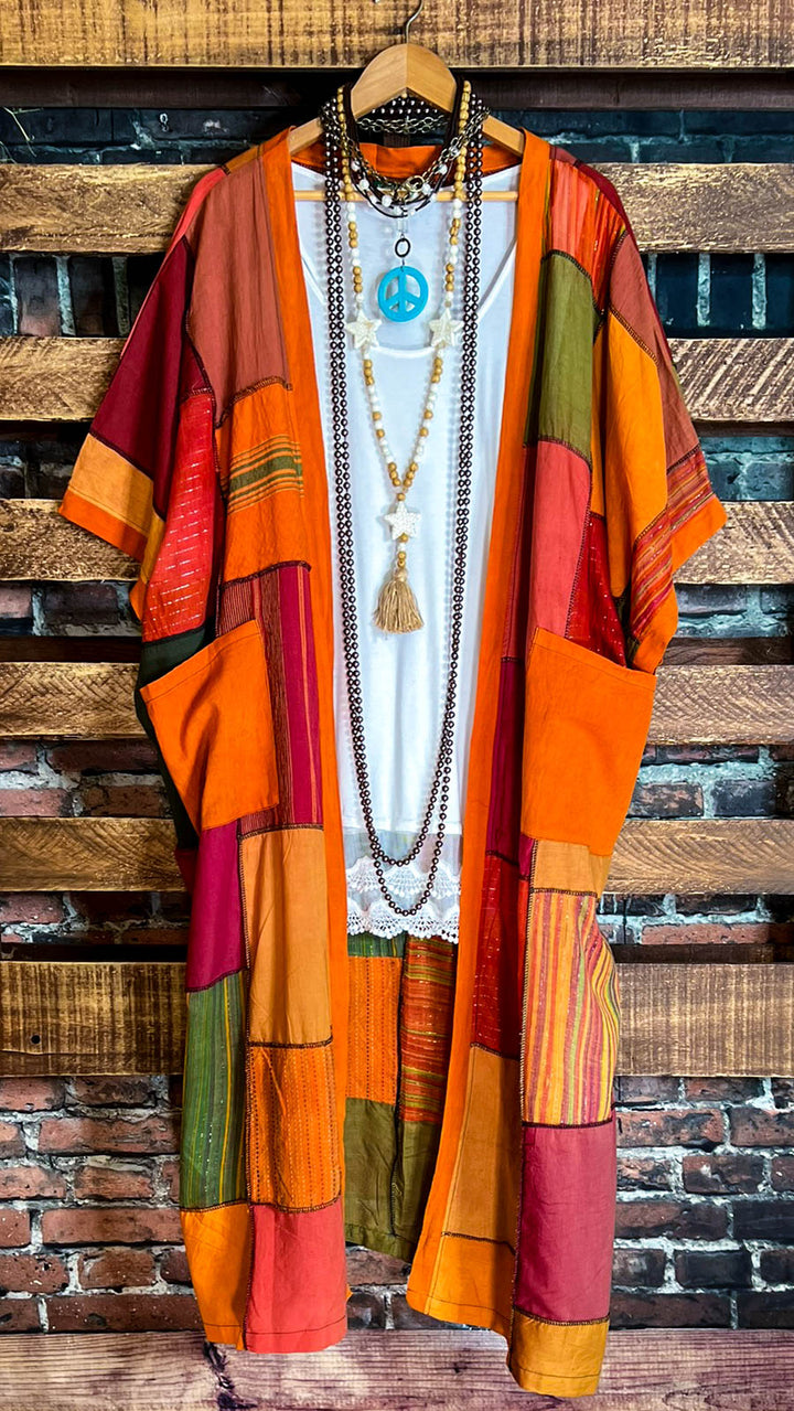 The Power of Joy Boho Patchwork Kimono Multi-Color