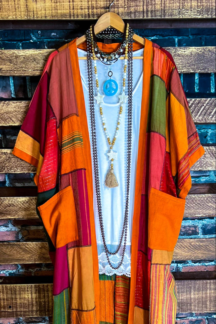 The Power of Joy Boho Patchwork Kimono Multi-Color