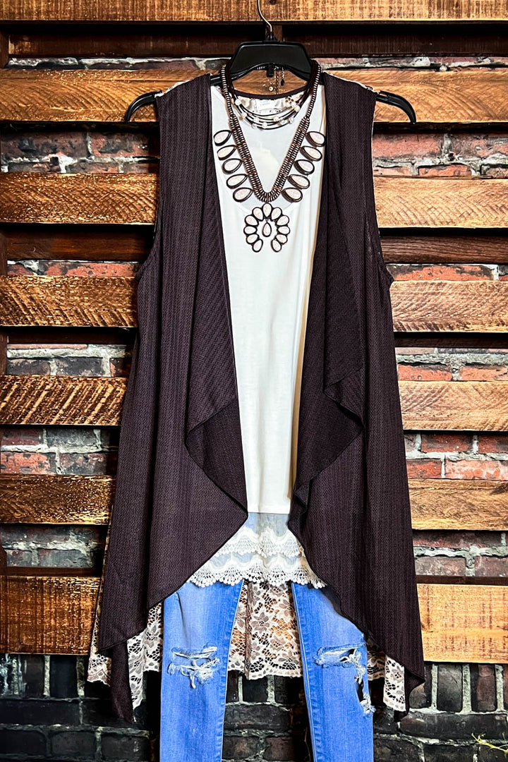 6-16 SIZE - BOHO LACE BROWN VEST---------SALE