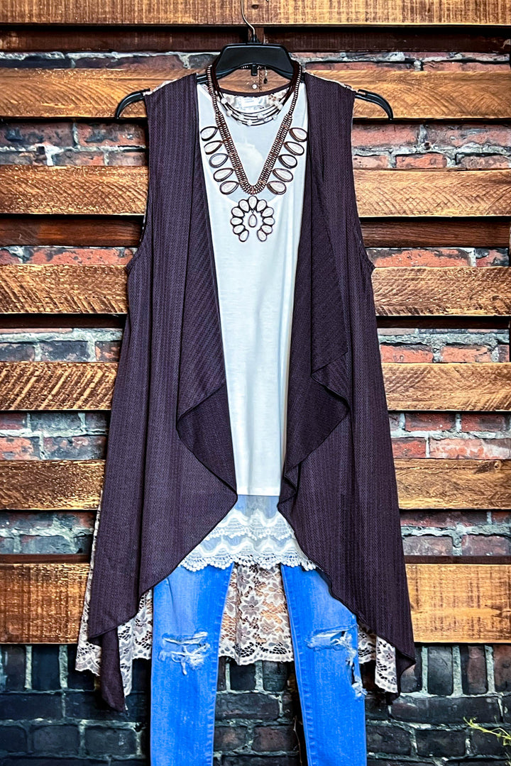 6-16 SIZE - BOHO LACE BROWN VEST---------SALE