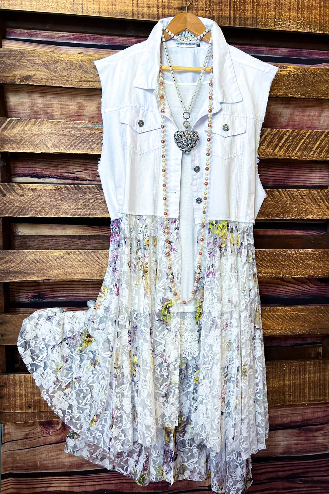 A Love That Will Last Forever Fab Lace Yellow Multi-Color Long Vest Duster