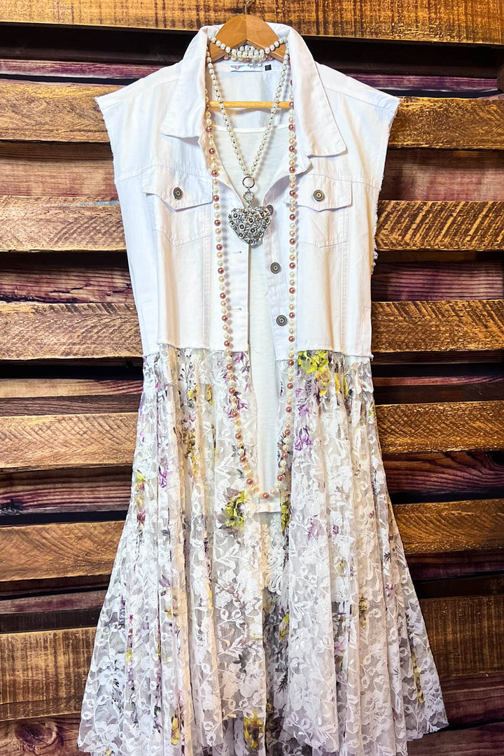 A Love That Will Last Forever Fab Lace Yellow Multi-Color Long Vest Duster