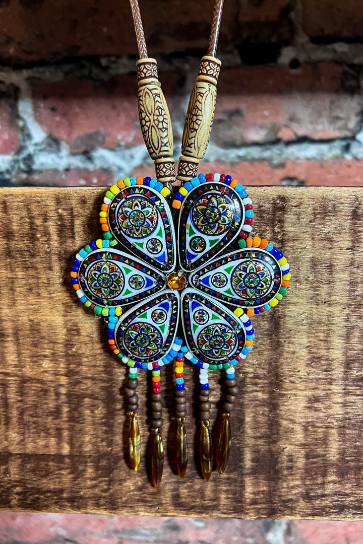 SUNFLOWER BOHO-HIPPIE ART NECKLACE  MULTI-COLOR----------SALE