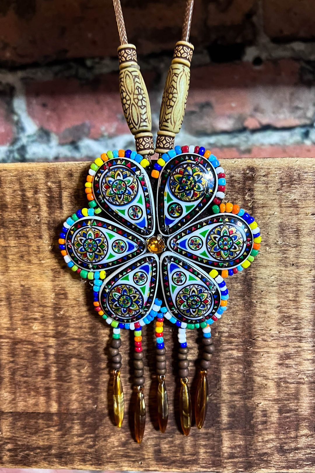 SUNFLOWER BOHO-HIPPIE ART NECKLACE  MULTI-COLOR----------SALE