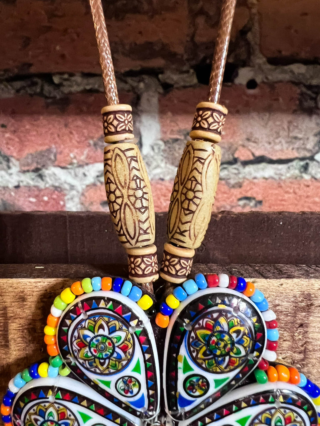 SUNFLOWER BOHO-HIPPIE ART NECKLACE  MULTI-COLOR----------SALE