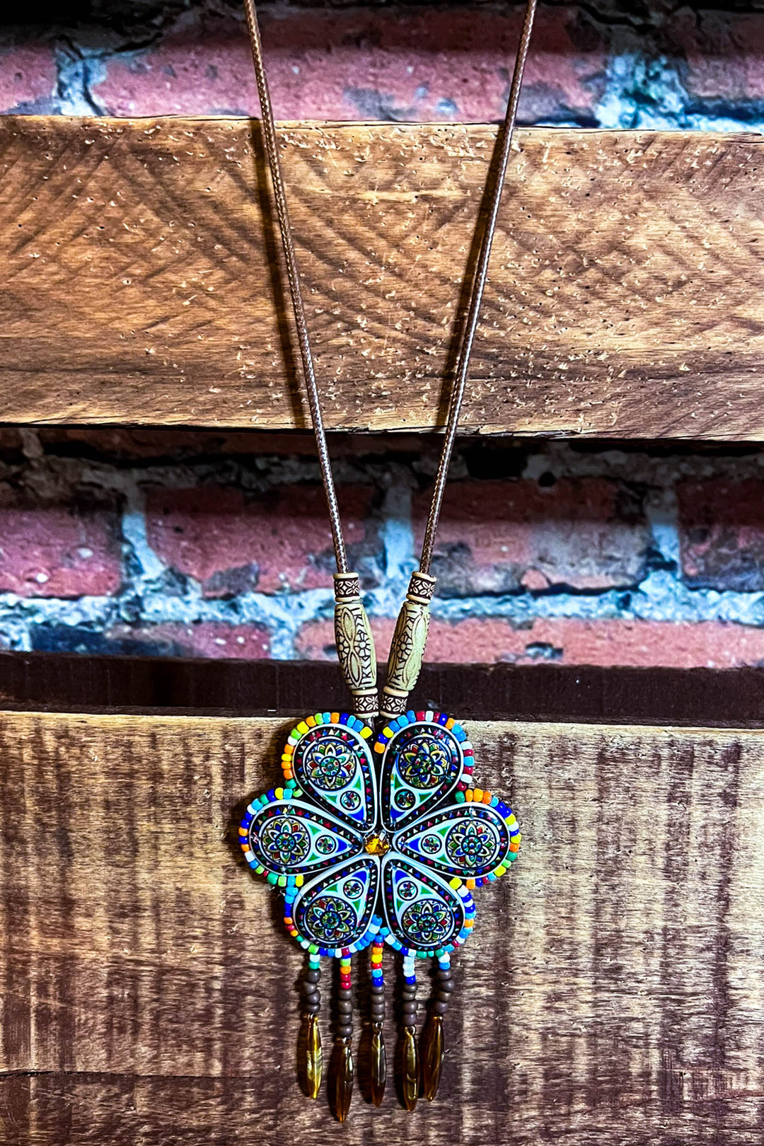 SUNFLOWER BOHO-HIPPIE ART NECKLACE  MULTI-COLOR----------SALE