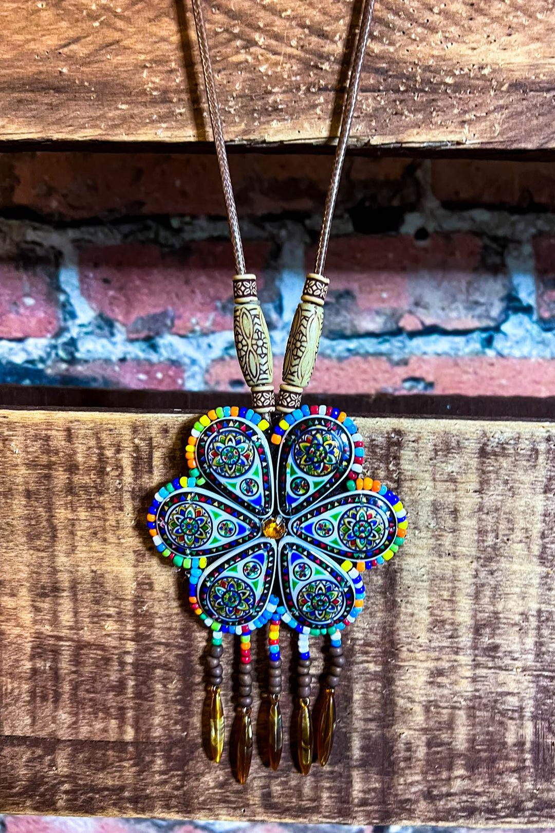SUNFLOWER BOHO-HIPPIE ART NECKLACE  MULTI-COLOR----------SALE