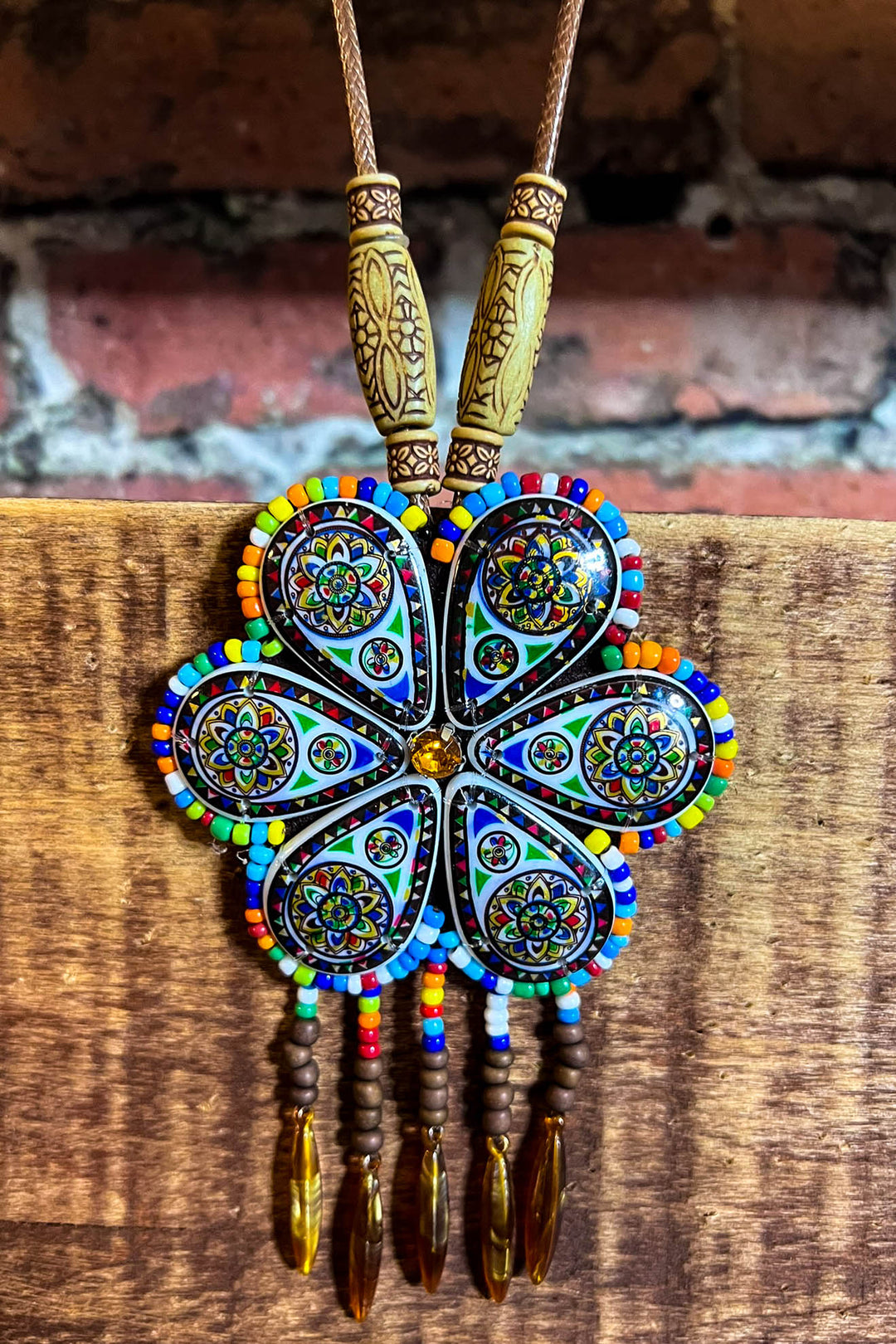 SUNFLOWER BOHO-HIPPIE ART NECKLACE  MULTI-COLOR----------SALE