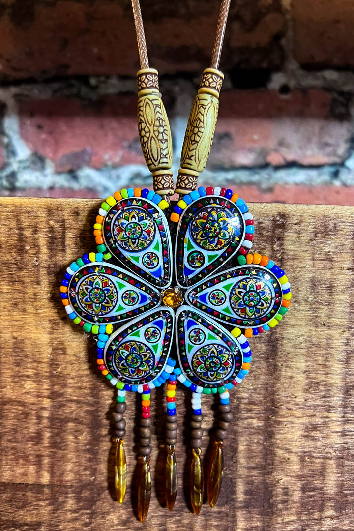 SUNFLOWER BOHO-HIPPIE ART NECKLACE  MULTI-COLOR----------SALE