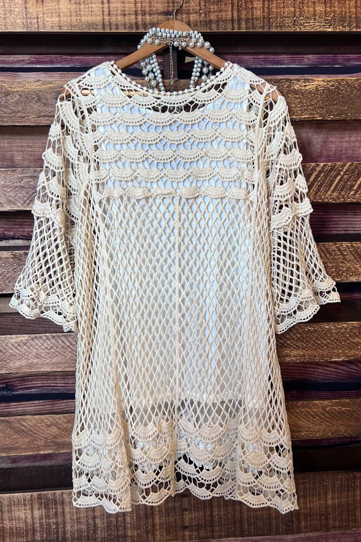LOVELY DAYS CROCHET CARDIGAN IN BEIGE NATURAL