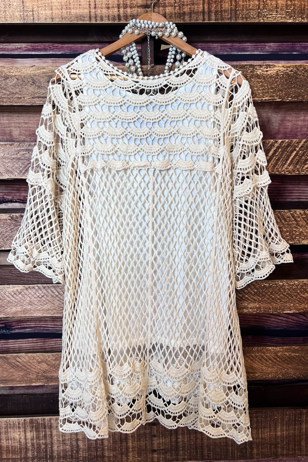 LOVELY DAYS CROCHET CARDIGAN IN BEIGE NATURAL