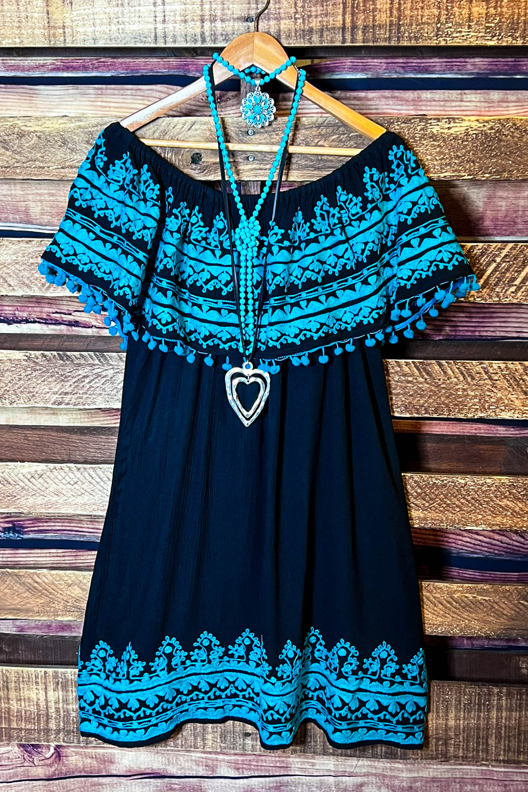 Sunset Muse Dress in Black & Turquoise