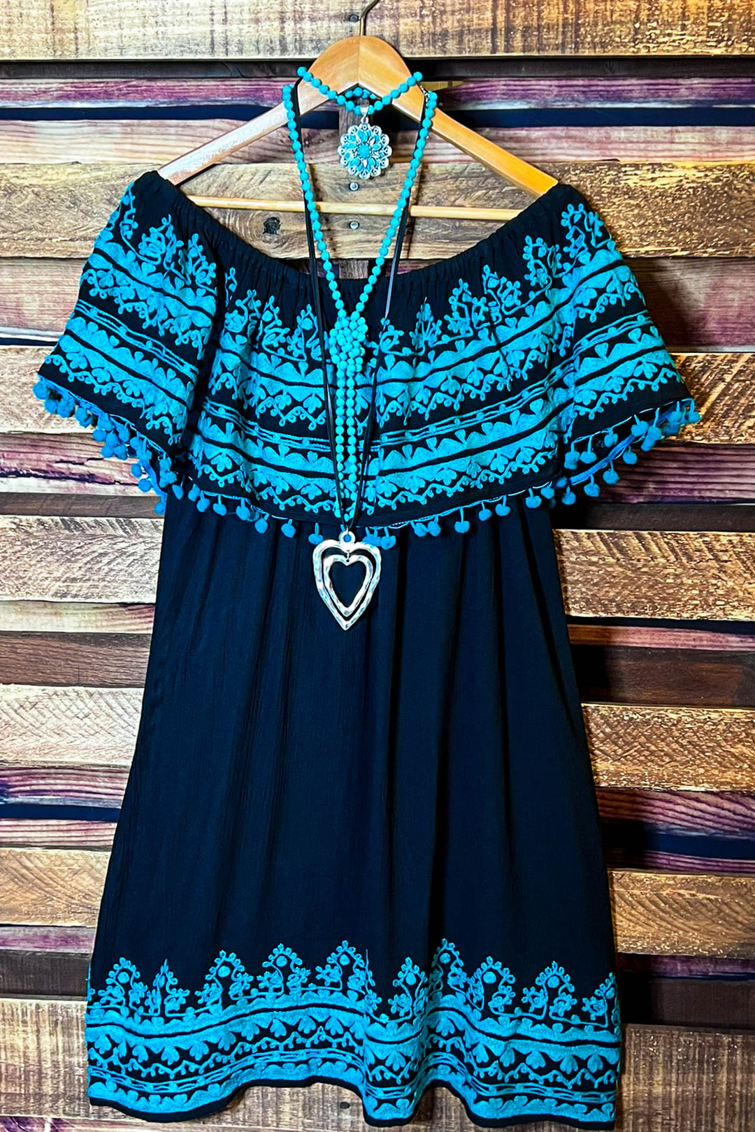 Sunset Muse Dress in Black & Turquoise