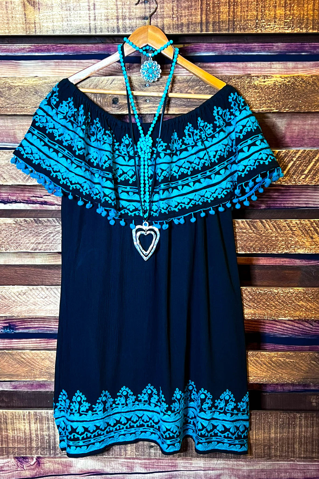 Sunset Muse Dress in Black & Turquoise