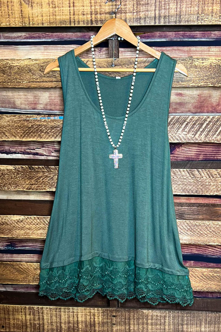LACE SLIP DRESS EXTENDER TOP CAMI IN OLIVE------SALE