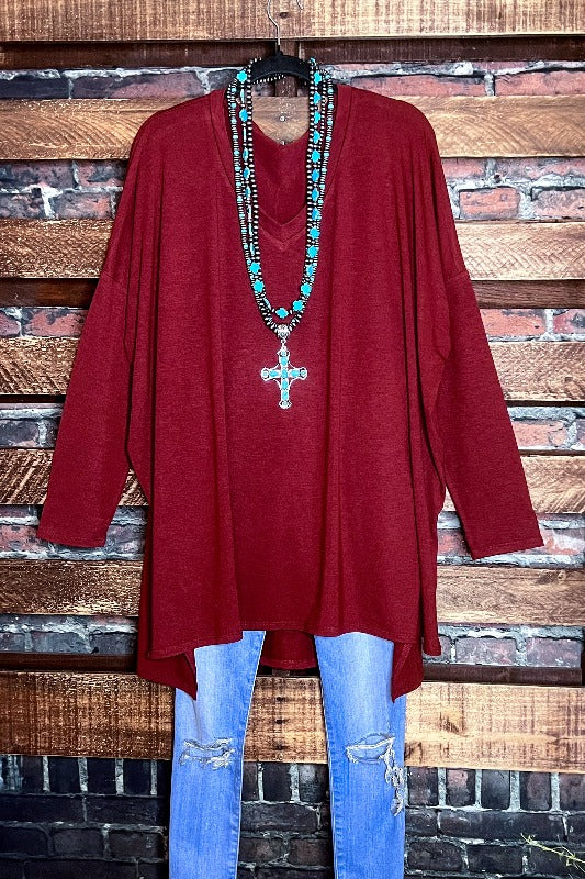 FOREVER PERFECTLY SIMPLE & OVERSIZED T-TUNIC IN FIRED BRICK---------SALE