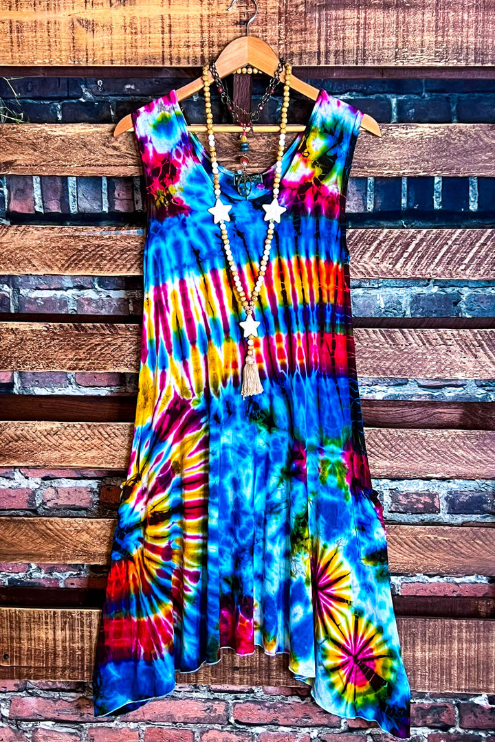 ALL FOR THE BEST TIE DYE DRESS MULTI-COLOR