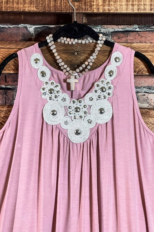 PERFECTLY DARLING PINK SLEEVELESS TUNIC----------SALE