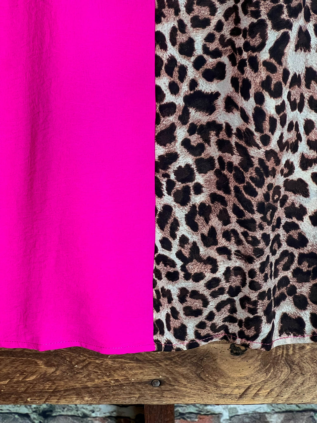 14-22 SIZE - DREAMS OF YOU FUCHSIA & LEOPARD PRINT TOP ---------- SALE