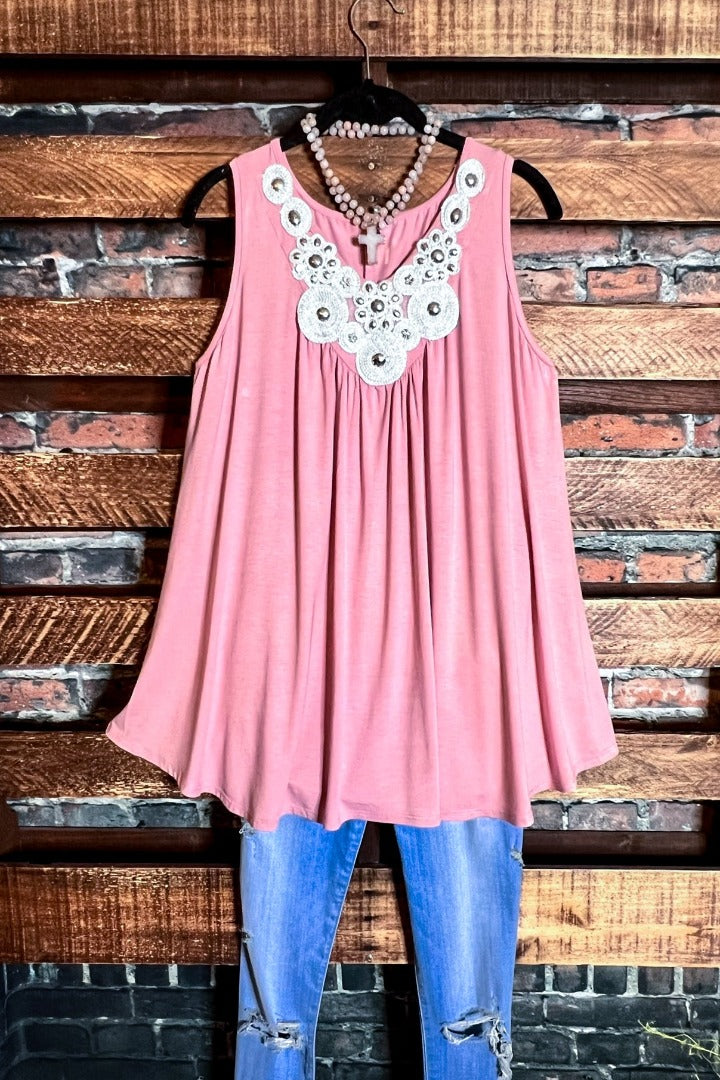 PERFECTLY DARLING PINK SLEEVELESS TUNIC----------SALE