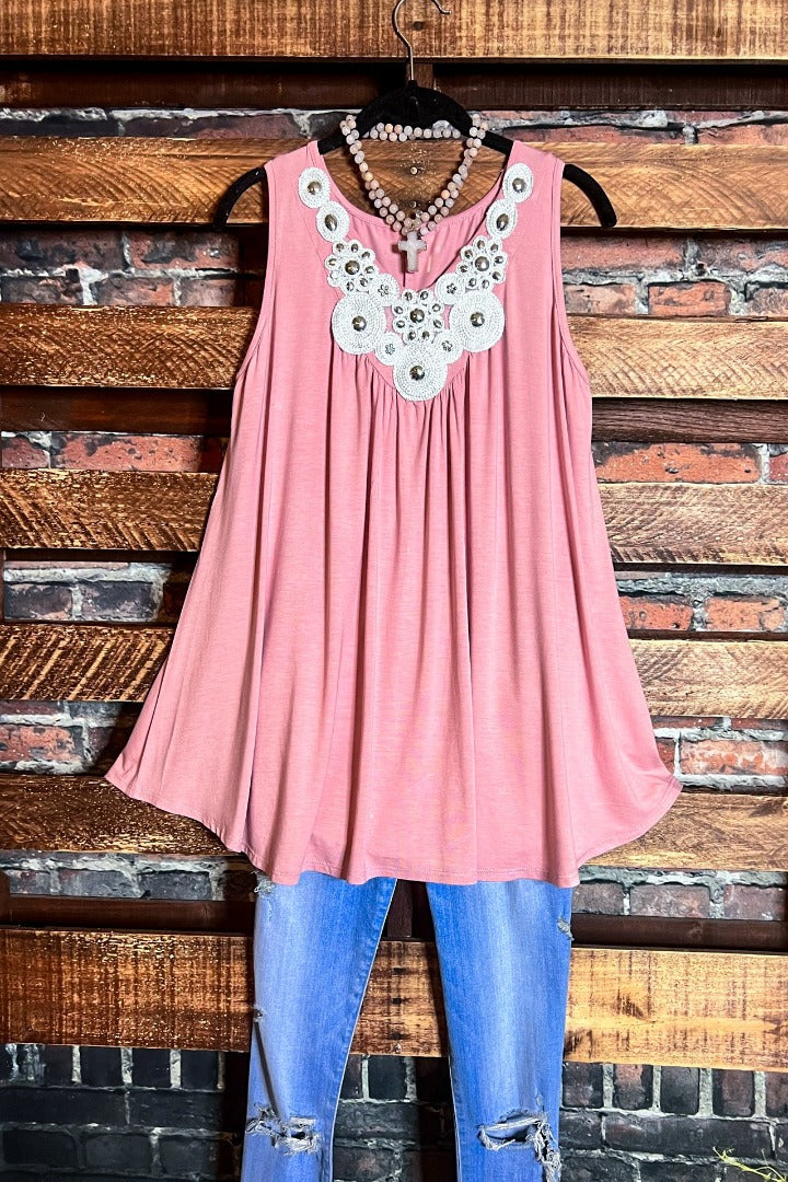PERFECTLY DARLING PINK SLEEVELESS TUNIC----------SALE