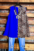 14-22 SIZE - DREAMS OF YOU ROYAL BLUE & LEOPARD PRINT TOP -------- SALE