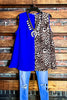 14-22 SIZE - DREAMS OF YOU ROYAL BLUE & LEOPARD PRINT TOP -------- SALE