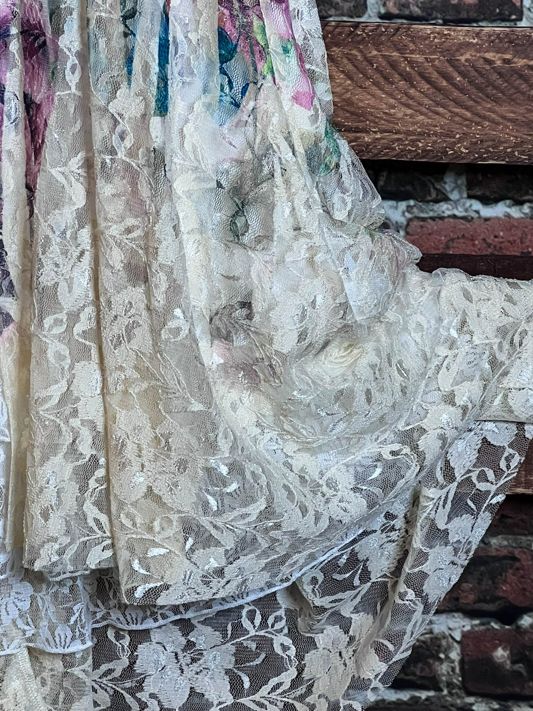 MAGNOLIA BLOSSOM LACE JACKET CARDIGAN IN BEIGE & MULTI-COLOR