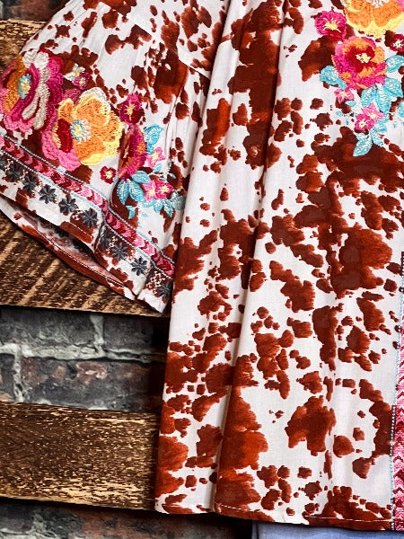 DESERT WILD FLOWER RUST & MULTI-COLOR EMBROIDERED TUNIC