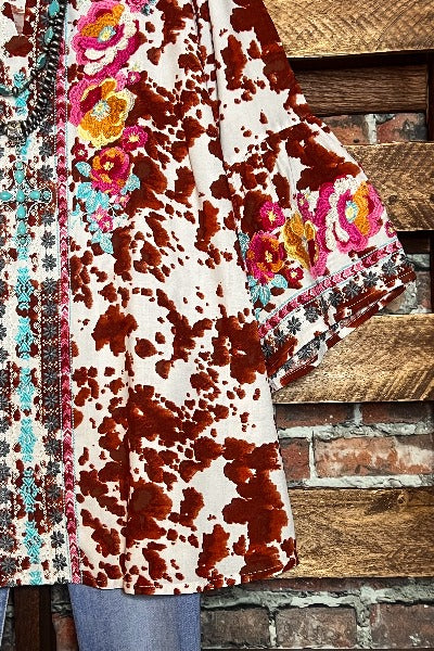 DESERT WILD FLOWER RUST & MULTI-COLOR EMBROIDERED TUNIC