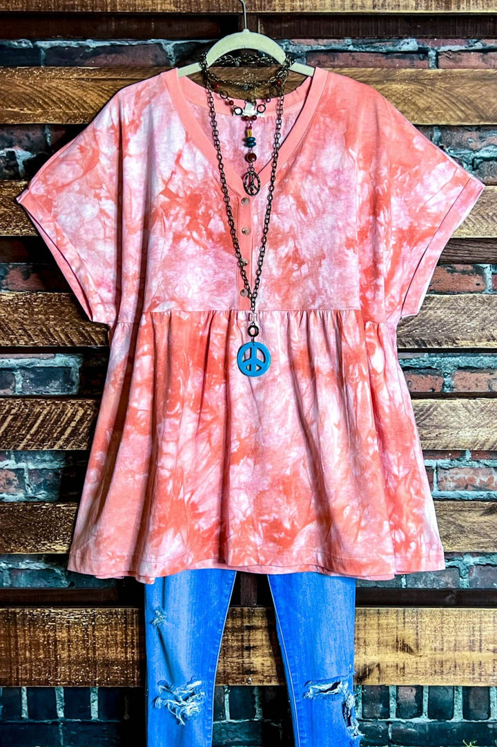 16-26 SIZE -100% Cotton Oversized Babydoll Tunic Coral--------Sale