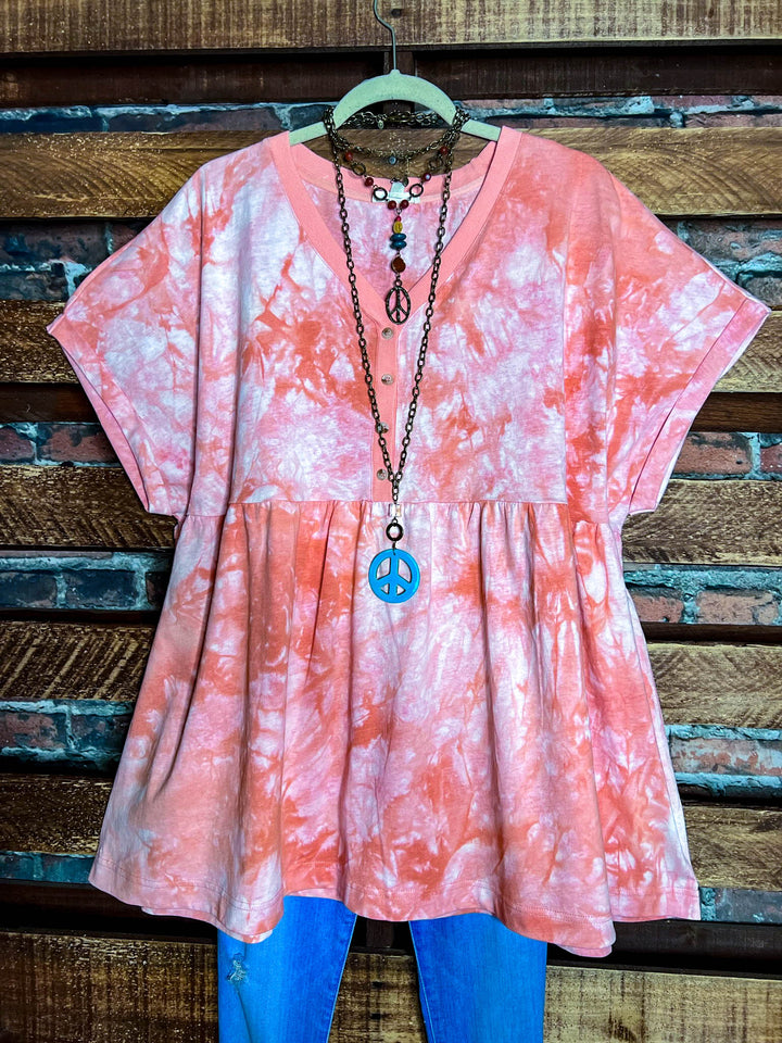 16-26 SIZE -100% Cotton Oversized Babydoll Tunic Coral--------Sale