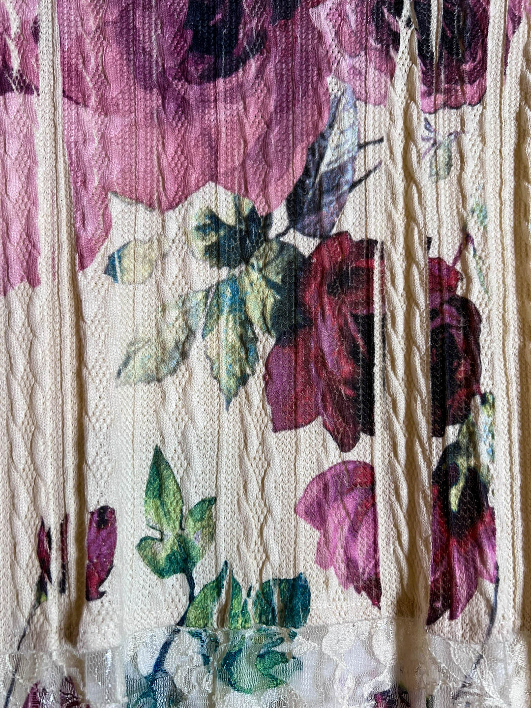 MAGNOLIA BLOSSOM LACE JACKET CARDIGAN IN BEIGE & MULTI-COLOR