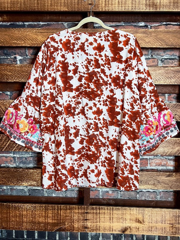 DESERT WILD FLOWER RUST & MULTI-COLOR EMBROIDERED TUNIC