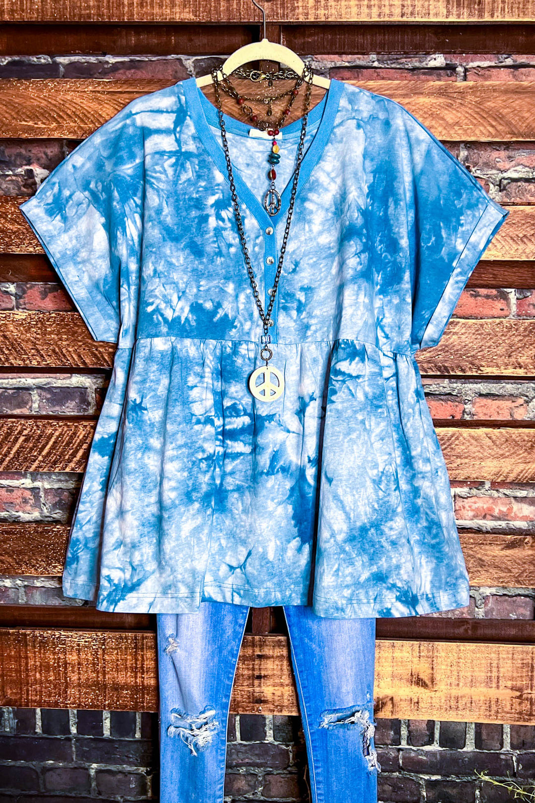 100% Cotton Oversized Babydoll Tunic Blue ---------Sale