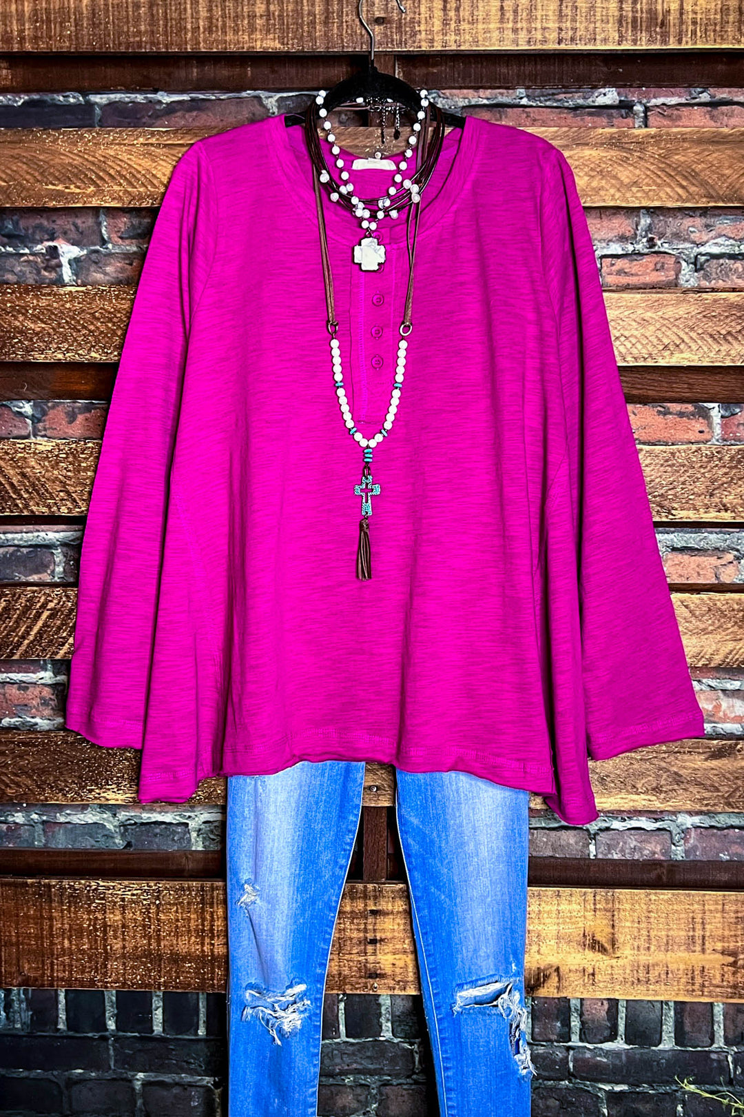 14-18 - 100% COTTON SHABBY TUNIC IN DRAGON FRUIT