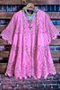 A FAIRYTALE PRETTY UNIQUE SUMMER PINK 100% COTTON CROCHET LACE