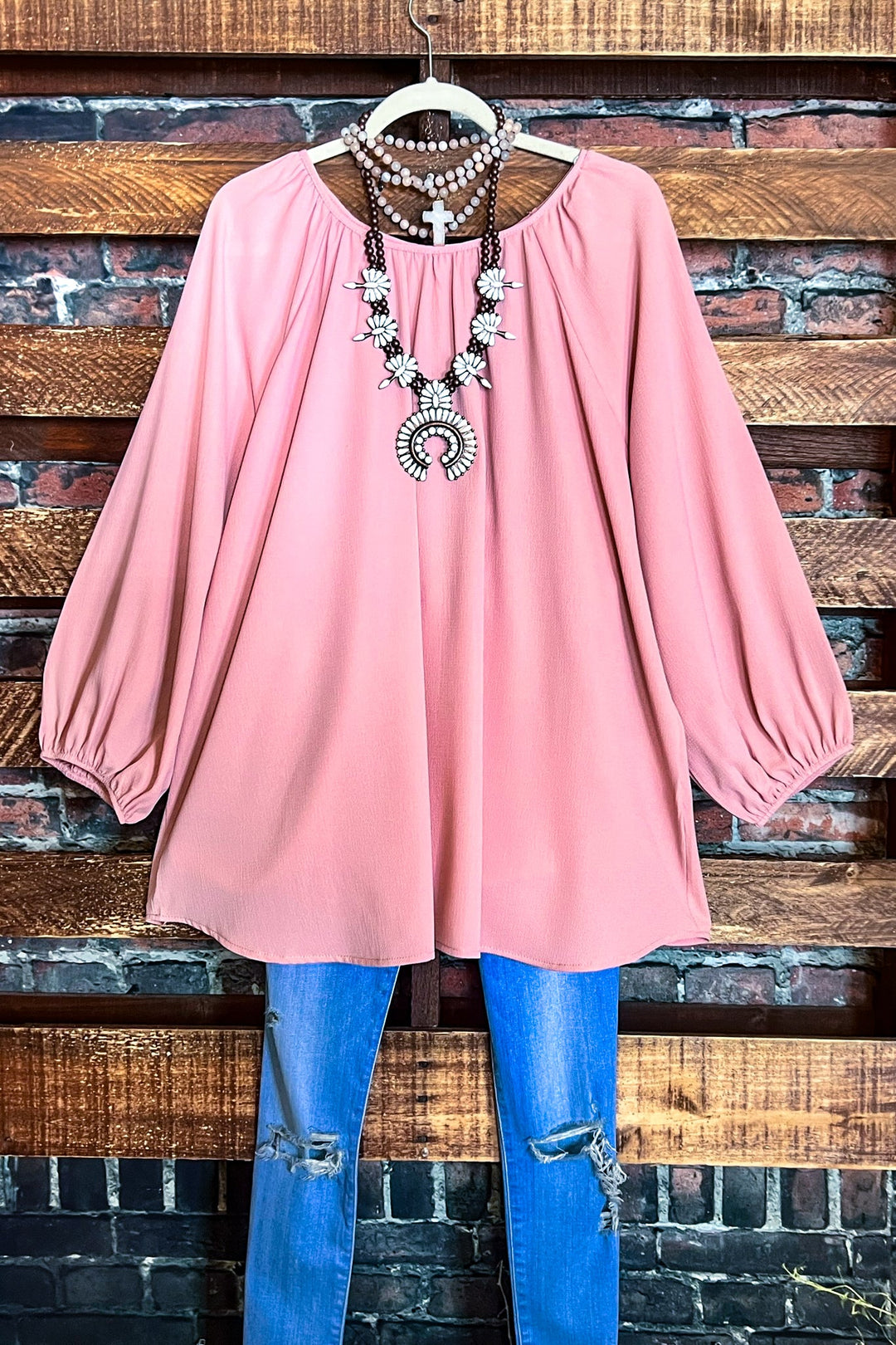 YOU FOUND MY HEART VINTAGE PINK MAUVE BLOUSE