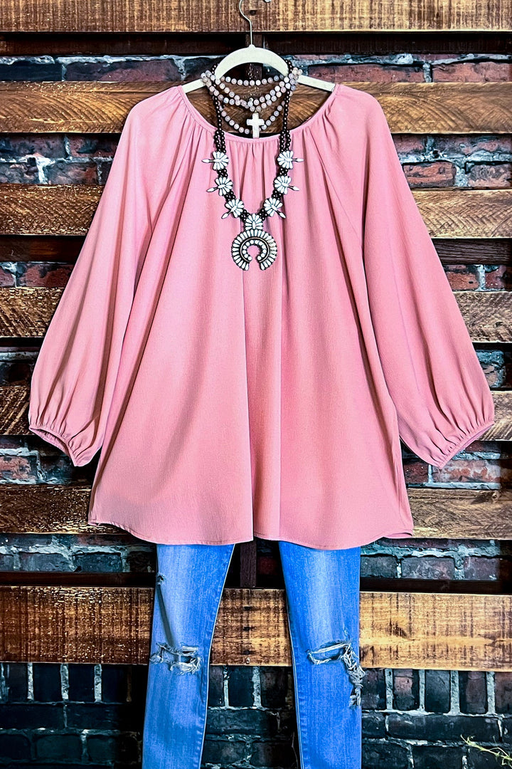 YOU FOUND MY HEART VINTAGE PINK MAUVE BLOUSE