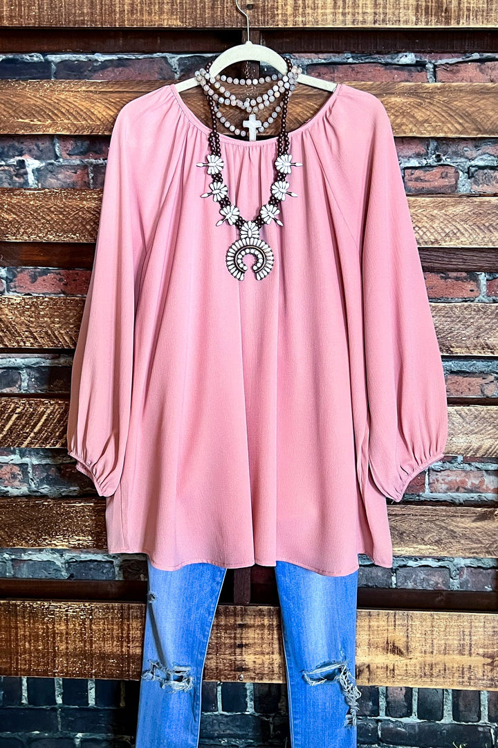 YOU FOUND MY HEART VINTAGE PINK MAUVE BLOUSE