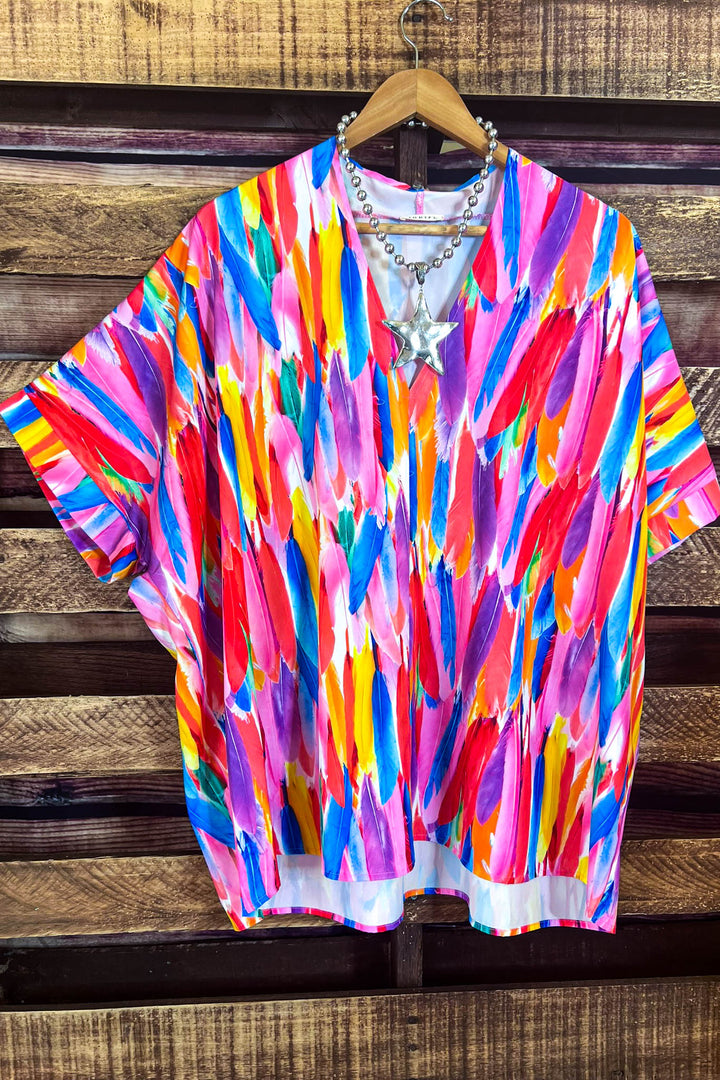 Color The World With Love Feather Multi-Color Tunic