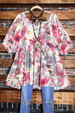 COMFY NO WORRIES OVERSIZED BABYDOLL TUNIC IN TIE DYE PINK & GRAY